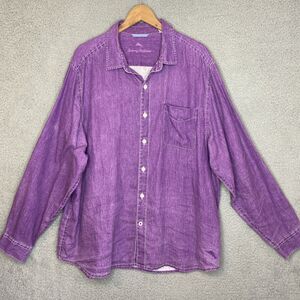 Tommy Bahama Coastal Resort Beach Mens Sea Glass Breezer Purple Lotus Shirt XL